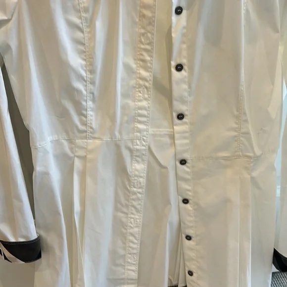 Burberry White Button Down Shirt with classic check accents - Picture 3 of 6